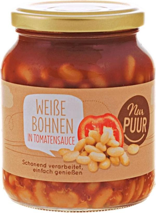 Produktfoto zu Nur Puur Weiße Bohnen in Tomatensauce - 350g