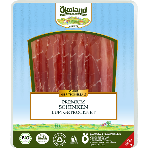 Produktfoto zu Ökoland Premium Schinken, luftgetrocknet - 80g