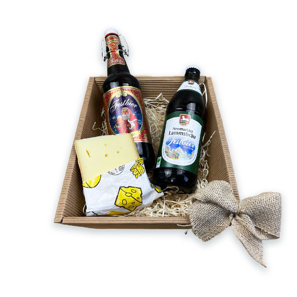 Präsentkorb - winterliches Käse-Bier-Trio