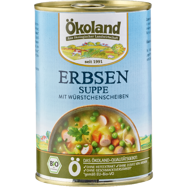 Produktfoto zu Ökoland Erbsensuppe mit Würstchen - 400g