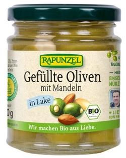 Produktfoto zu Rapunzel Oliven grün, gefüllt mit Mandeln - 190g