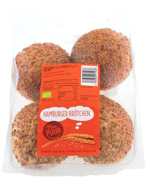 Produktfoto zu Nur Puur Hamburger Brötchen - 4 Stück