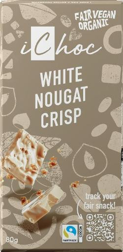 Produktfoto zu iChoc White Nougat Crisp Rice Choc - 80g